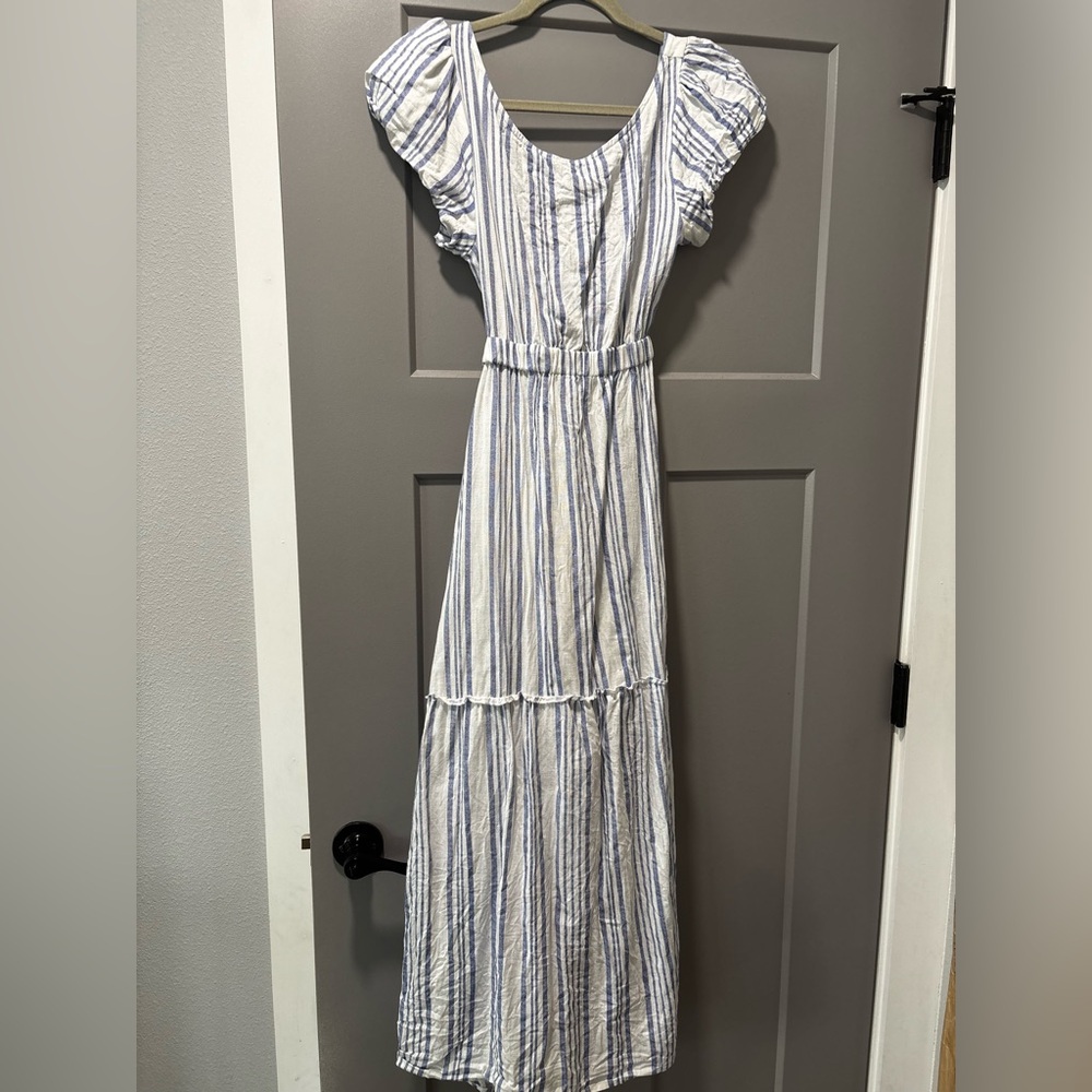 Striped open back maxi